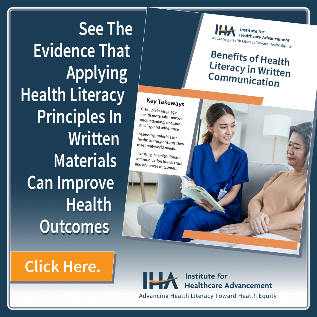 evidence that applies health literacy principles in written materials white paper