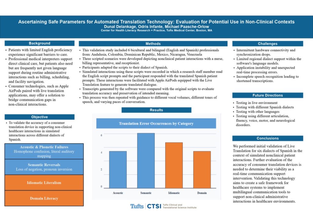 Poster: Ascertaining Safe Parameters for Automated Translation Technology: Evaluation for Potential Use in Non-Clinical Contexts